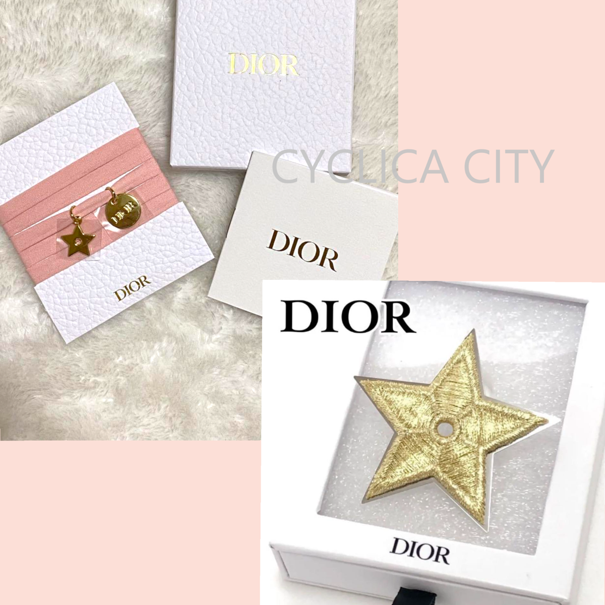 Christian Dior Star Pin Brooch Badge & Bracelet Choker Gold