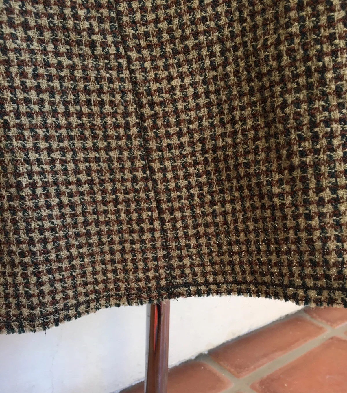 PRADA Authentic Herringbone Wool Leather Trimmed … - image 8