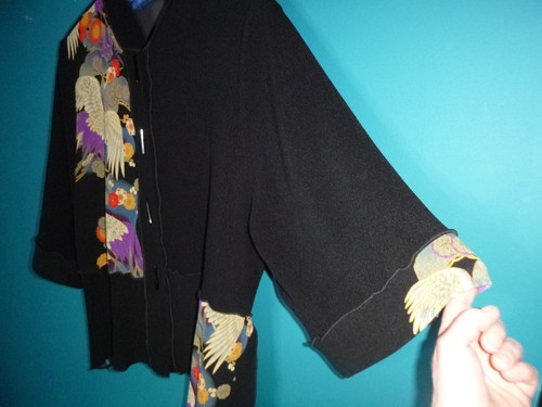 Moonlight Y&S Fashion Design Kimono Jacket with Asian Birds Flowers Sz 2X - Picture 7 of 11