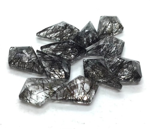 Black Rutile Natural kite Cut AAA Loose Gemstone For Making All Type Jewelry - Picture 7 of 17