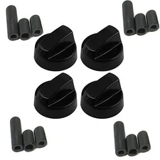 Universal Control Knob Black Generic Design Stove Switch Knob x4 & 12 Adapters