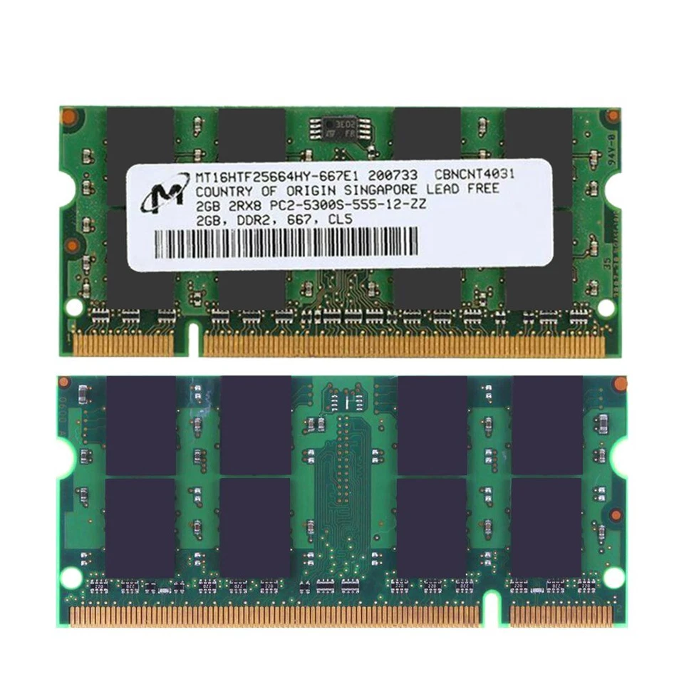 4GB 2x 2GB PC2-5300S 2Rx8 DDR2 667MHz 200Pin CL5 SODIMM Laptop Memory RAM Micron - Image 4 of 4