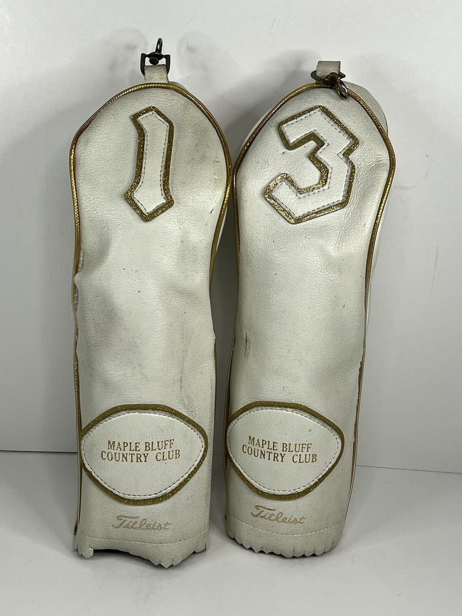 Vintage Titleist Golf Head Covers Leather Maple Bluff Country Club