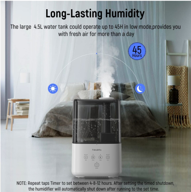 Bedroom Large Room Ultrasonic Warm Cool Mist Air Humidifier w/ Aromatherapy 4.5L