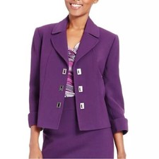 Tahari Arthur S. Levine Purple Ponte Turnkey Jacket