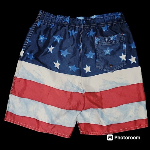 Old College Inn Boys Size 7 Swim Trunks Board Shorts Patriotic Vacation Beach - Picture 4 of 5