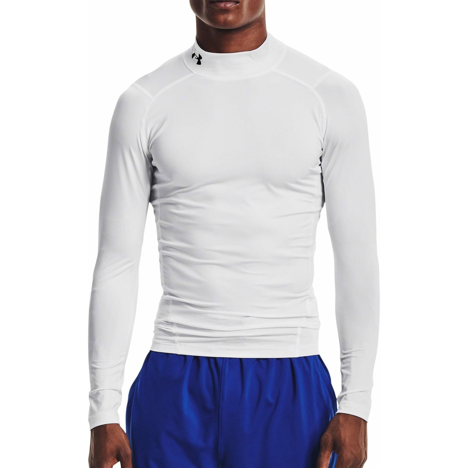 Тренировочный топ Under Armour HeatGear Mock для мужчин белый с длинным рукавом для занятий в тренажерном зале компрессионный 10590₽