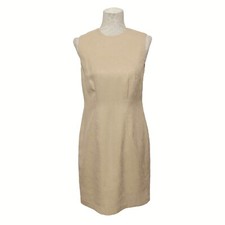 Amanda Smith Vintage 90’s Woven Sheath Dress Womens Size 8 Tan Beige Knee Length