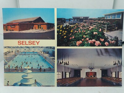 Vintage Postkarte Multiview West Sands Leisure Centre Ferienpark Selsey 1970er