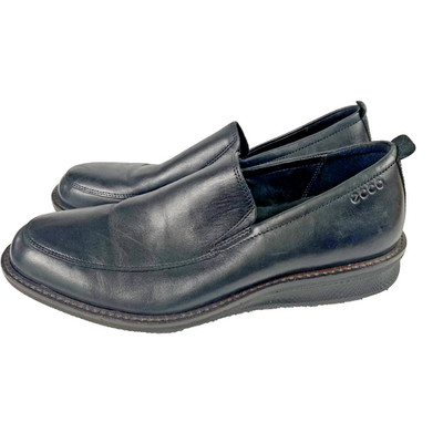Ecco Shoes Womens Size 40 Black Leather Slip On Loafers Comfort Business Casual