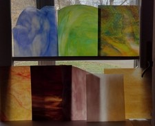 8 Large Sheets Premium Stained Glass up to 10 3/4" X 12" Blue Green Purple Mix