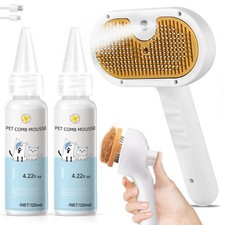 Pet Steam Brush for Dog Cat 3-in-1 Spray Hair Removal Comb for Shedding ...