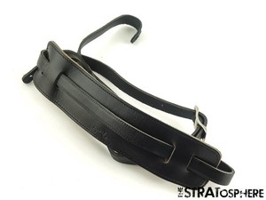 USED Fender Custom Shop GUITAR STRAP, Strat Black Leather 1952 Relic Tele