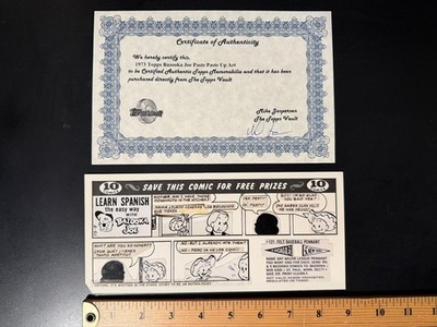 1973 Topps Bazooka Joe Original Paste-Up Production Art Topps Vault COA