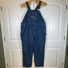 Key Imperial Bib Overalls Men's 52x32 Blue Denim Carpenter Straight Leg Zipper