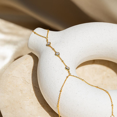 Hand Chain Bracelets for Women, Trendy Dainty Ring Bracelet Hand Chain Adjustabl