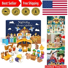 Nativity Advent Calendar 2025 Kids, Christmas Story Nativity Playset Christia...