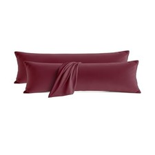 Pillow Pillowcase Set of 2, Brushed Microfiber 20x54 Pillow Body Burgundy