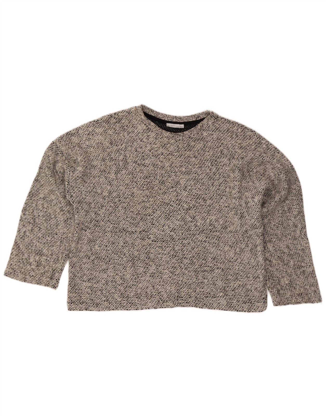 ZARA Womens Oversized Crew Neck Jumper Sweater UK 14 Medium Grey BD14