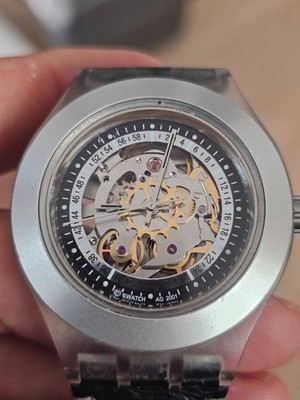 Swatch Irony Diaphane Skeleton Men s Watch SVDK 1000 Quartz Leather Automatic