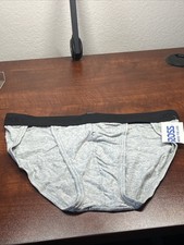 Vtg Jockey Men  s String Bikini Brief Style Grey SZ LG 90  s 100 Combed Cotton