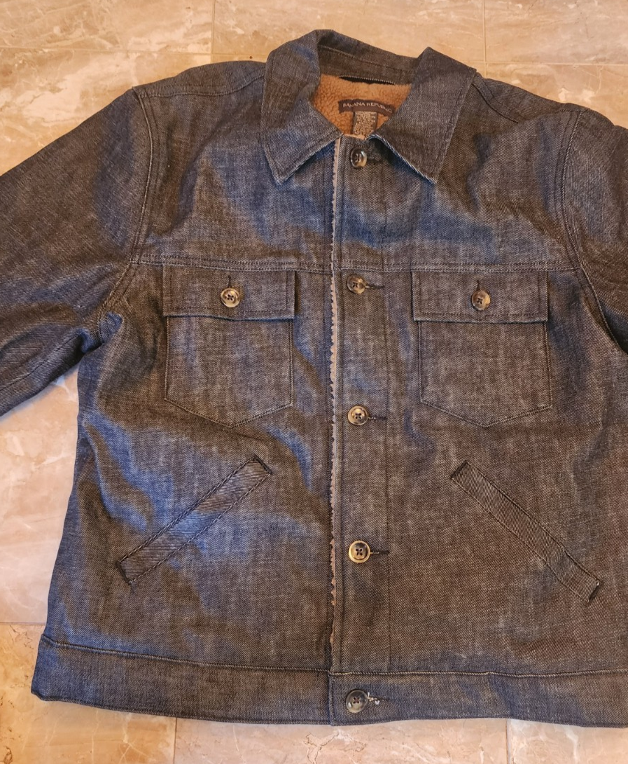 Banana Republic Denim Jacket trucker style Mens L Sherpa Lined