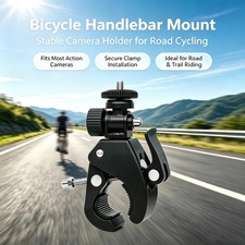 360 Rotating Bike Handlebar Camera Clamp Mount 1/4 Screw Bracket UK