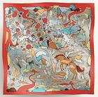 Hermes Scarf Stole Mille et Un Lapins Red Rabbit Animal Silk Auth New Carre 90