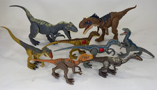 Lot of 8 Jurassic World Toy Dinosaurs Opposable Raptor Dinosaurs Battle Damage