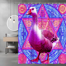 Goose Shower Curtain Neon Geometric Bird Print