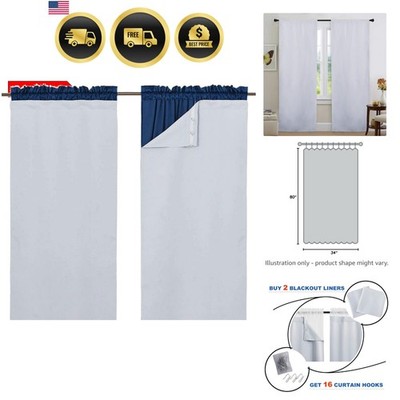 Blackout Curtain Liners for 84 inches Long Drapes, Blackout Curtain Liners fo...