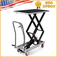 Hydraulic Lift Table 330 Lbs Double Scissor Lift Table Cart 50 Lifting Height