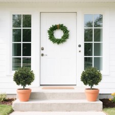 Artificial 40 cm Boxwood Ball Topiary 2 Pcs with Ground Stake for Indoor Outdoor