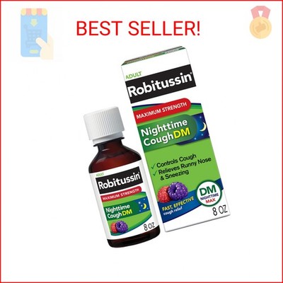 Robitussin Maximum Strength Nighttime Cough DM Max, Adult Formula, Berry Flavor 