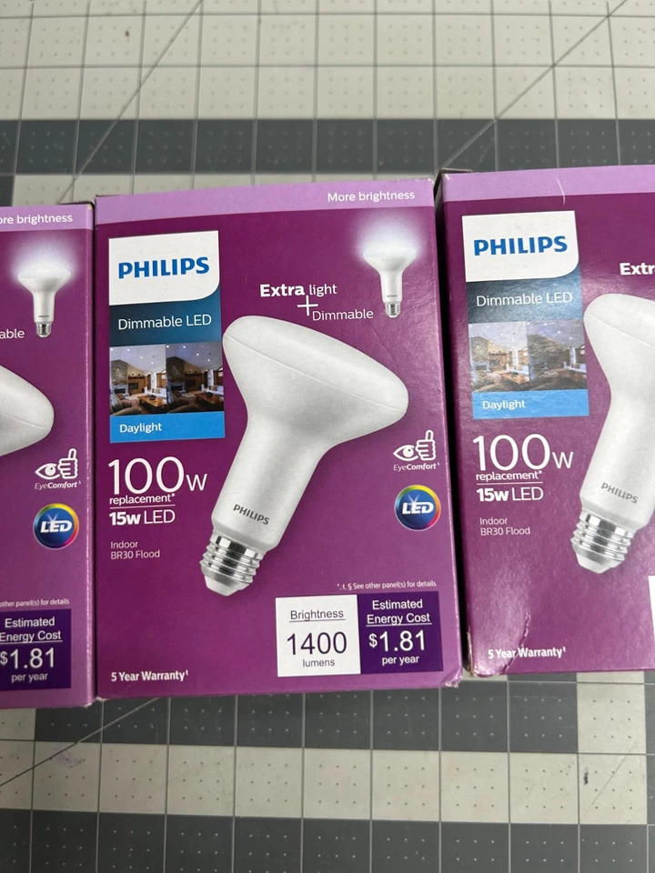 3-pack Philips 15W= 100 Watt Dimmable LED BR30 Flood Indoor Daylight Light Bulb - Image 3 of 4