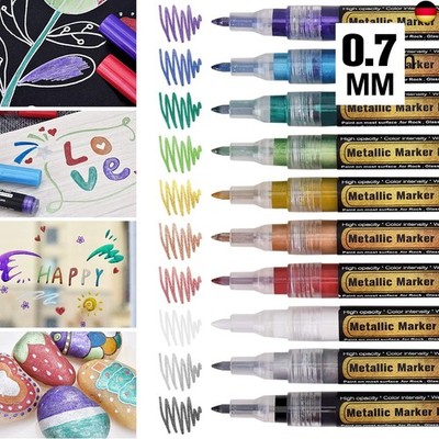 Metallic Marker Stifte mit Dünner Spitze, 0,7mm Permanent Superfein Metallischen