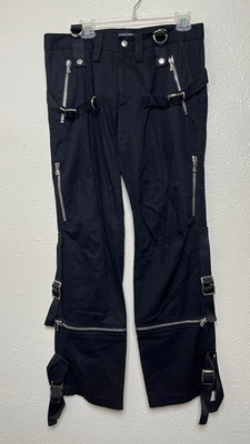 Dolce & Gabbana Pants Mens L (34x33) Black Bondage Cargo Rave Zippers Straps Y2K