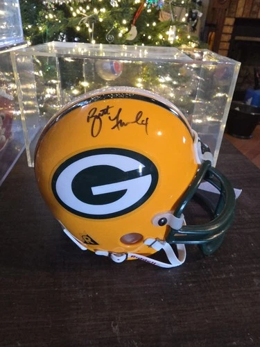 Brett Favre Hand Signed Green Bay Packers Mini Helmet W/ Display Case NO COA