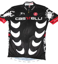Castelli Tech Labs Rosso Corsa Cycling Jersey Mens Medium Black Red White