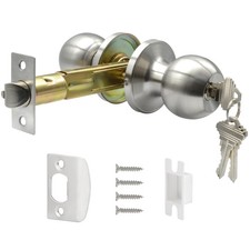 TPard 5" Backset Latch Keyed Entry Door Knob with Lock and Key, Standard Squa...