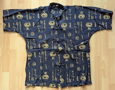 Traditionelles chinesisches Hemd Tai-Chi Kung-Fu 3XL blau-gold
