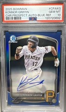 2025 Bowman Konnor Griffin Chrome Prospect Auto True Blue Refractor /150 Pirates