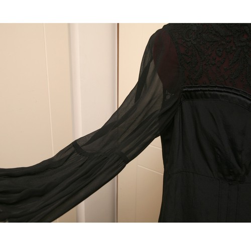 Designer Ghost 100% Silk Black Blouse Top Size 8 Eur 36 Boho Whimsygoth Romantic - Picture 5 of 9