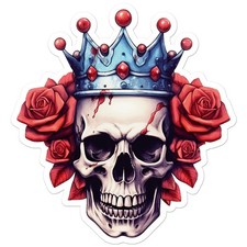Skull Crown Roses - Vinyl Decal Sticker - Car Window Laptop - ebn9465