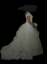 Abito Vestito Sposa Con Velo Tulle, Pizzo e Chiffon con rouches e perline. Tg 44