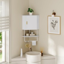 Bathroom Wall Cabinet, Corner Wall Mount Medicine Cabinet with Adjustable She...