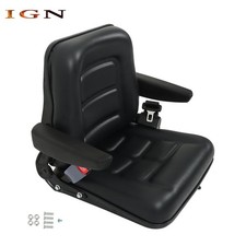 Universal Forklift Tractor Seat PVC Adjustable Seat W/ Safety Belt Armrest