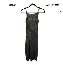 CHANEL Black Pink Sleeveless A-Line Dress Zip Pocket Casual S M 38