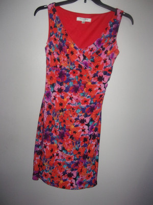 EVAN PICONE FLORAL SLEEVELESS V-NECK RIGHT ABOVE THE KNEE DRESS SIZE 4