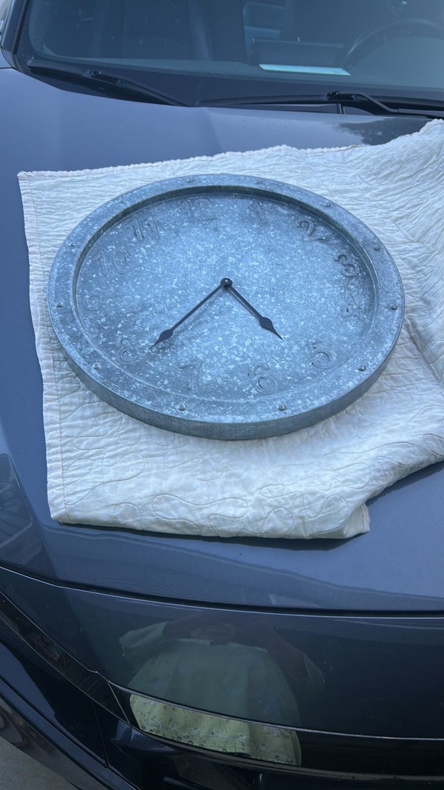 Large Galvanized Metal Industrial Wall Clock